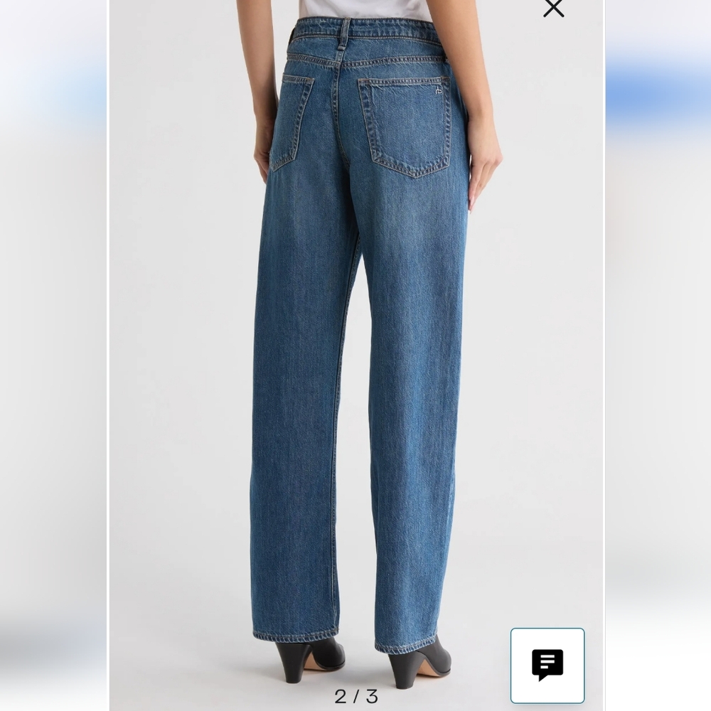 Rag & Bone Lori Mid Rise Wide Leg Jeans in Covington Wash, Size 29 NWT - Picture 3 of 13